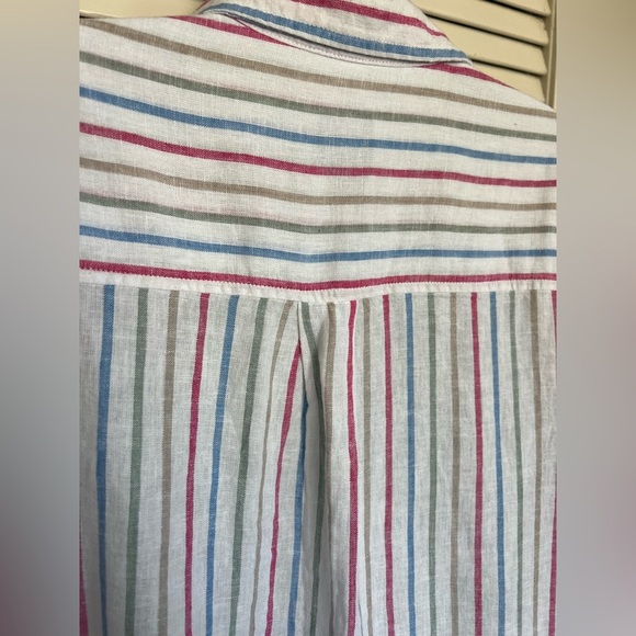 GAP Linen Blend Striped Button-Down Shirt Size M – Relaxed Fit Summer Essential - Picture 11 of 14